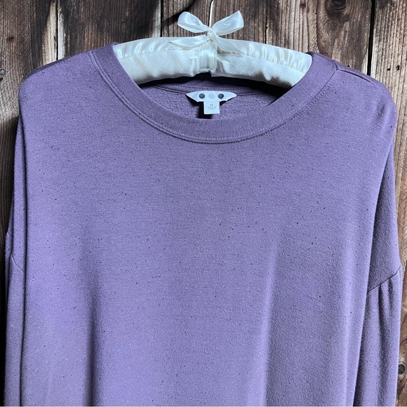 Three Dots Purple Speckled Fuzzy Cozy Comfy Loungewear Pullover Sweatshirt Sz M - Picture 5 of 8